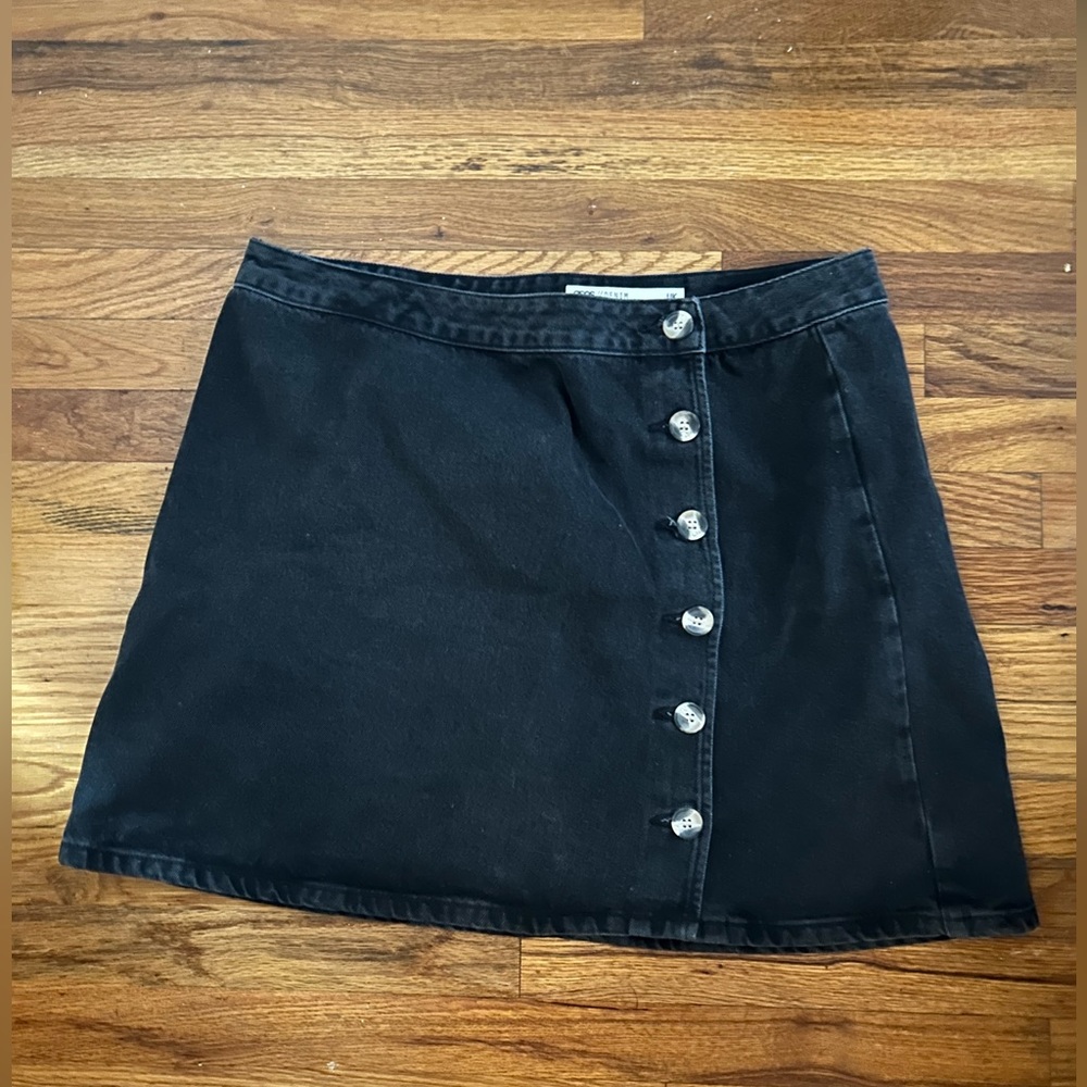 asos design a line black denim mini skirt